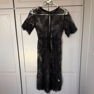 Black lace t-shirt dress